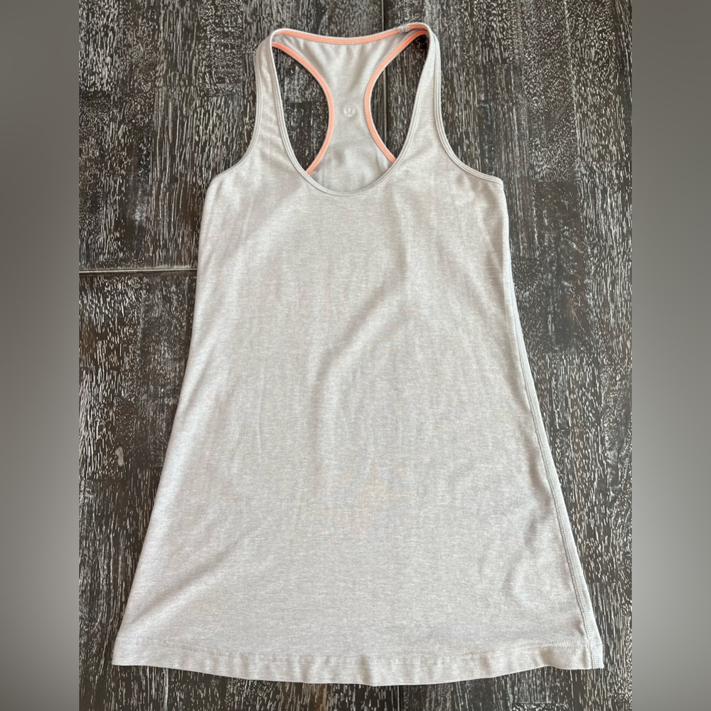 Lululemon Cool Racerback in light gray.